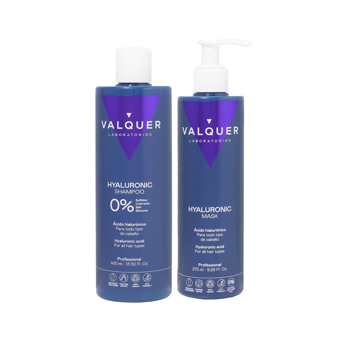 Kit Ácido Hialurónico - Champú y Mascarilla Capilar - Sin Sulfatos - 675 mL